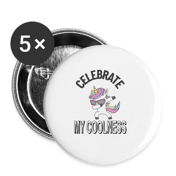 Einhorn mythisch Märchen Fee Pony Pink Geschenk - Buttons groß 56 mm (5er Pack) - Weiß - Vorne