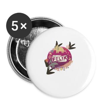 FELIX - Beautiful boy name with cute dinosaurs - Buttons large 2.2''/56 mm (5-pack) - white - Front