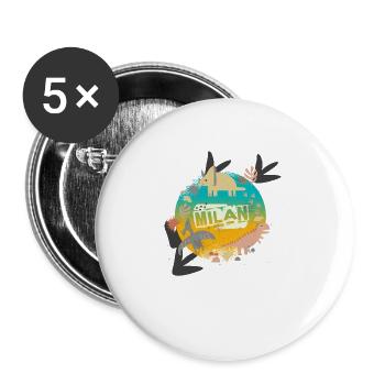 MILAN - Beautiful boy name with cute dinosaurs - Buttons large 2.2''/56 mm (5-pack) - white - Front