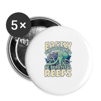 Easily Distracted By Beautiful Reefs Ocean - Buttons groß 56 mm (5er Pack) - Weiß - Vorne