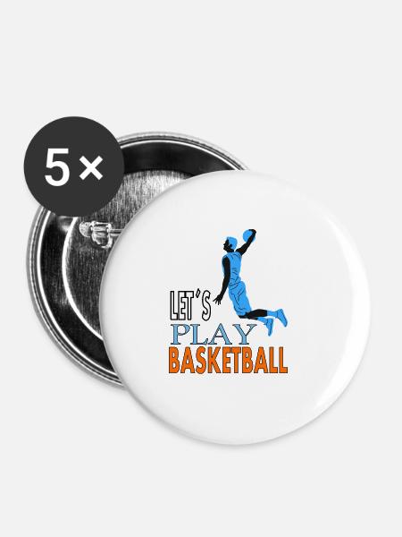 Basketballspielen Basketballspieler Geschenkidee - Buttons groß 56 mm (5er Pack) - Weiß