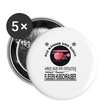 Hubschrauber fliegen Pilot Spruch Geschenkidee - Buttons groß 56 mm (5er Pack) - Weiß - Vorne