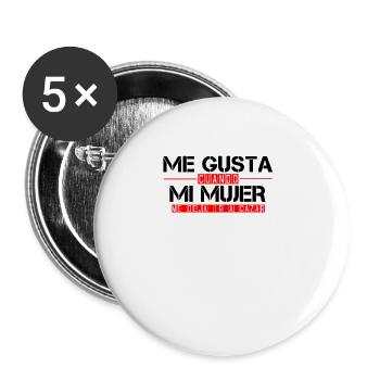 Me Gusta Cuando Mi Mujer Me Deja Ir A Cazar - Lot de 5 grands badges (56 mm) - blanc - Devant