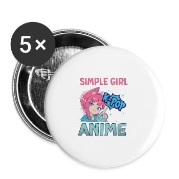 I Like K-Pop And Anime K-Pop - Buttons groß 56 mm (5er Pack) - Weiß - Vorne