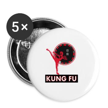 Kung Fu trainierenKung-Fu trainieren Geschenkidee - Buttons groß 56 mm (5er Pack) - Weiß - Vorne
