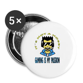Gamer Gaming is my passion Gift idea - Buttons large 2.2''/56 mm (5-pack) - white - Front
