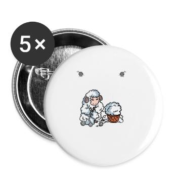 Komme was Wolle ich stricke das Stricker Geschenk - Buttons groß 56 mm (5er Pack) - Weiß - Vorne