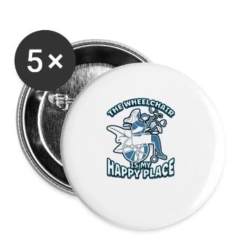 Conception de fauteuil roulant pour handicapés pour une amputation - Lot de 5 grands badges (56 mm) - blanc - Devant