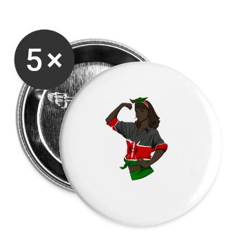 Kenyan Girl Unbreakable I Kenyan Heritage I Kenya - Buttons groß 56 mm (5er Pack) - Weiß - Vorne