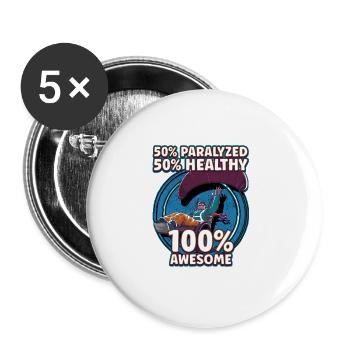 Conception de fauteuil roulant pour handicapés pour une amputation - Lot de 5 grands badges (56 mm) - blanc - Devant