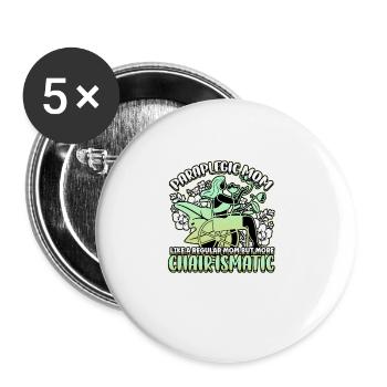 Conception de fauteuil roulant pour handicapés pour une amputation - Lot de 5 grands badges (56 mm) - blanc - Devant
