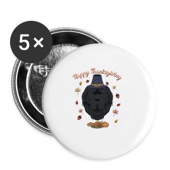 Happy Thanksgiving I Dog Lover I Newfoundland - Buttons groß 56 mm (5er Pack) - Weiß - Vorne