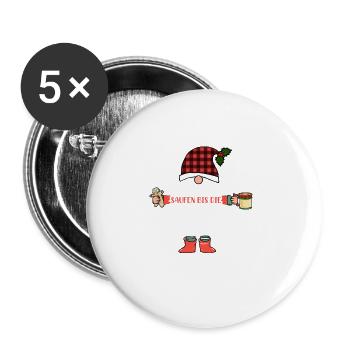 Glühwein bis die Engel Singen Weihnachtsmarkt - Buttons groß 56 mm (5er Pack) - Weiß - Vorne