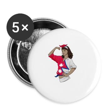 Fille népalaise Incassable I Héritage népalais I - Lot de 5 grands badges (56 mm) - blanc - Devant