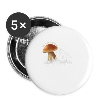 Outfit for mushroom pickers with mountains porcini mushroom mushroom - Buttons large 2.2''/56 mm (5-pack) - white - Front