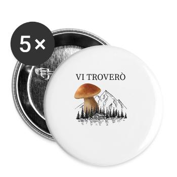 Outfit for mushroom pickers with mountains porcini mushroom mushroom - Buttons large 2.2''/56 mm (5-pack) - white - Front
