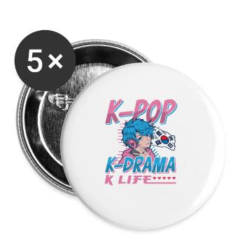 Korean Pop Design for a K-Pop Fashion Fan - Buttons large 2.2''/56 mm (5-pack) - white - Front