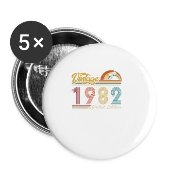 Vintage « Limited Edition » vintage 1982 anniversaire - Lot de 5 grands badges (56 mm) - blanc - Devant
