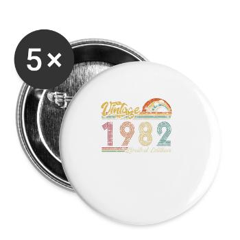 Vintage « Limited Edition » vintage 1982 anniversaire - Lot de 5 grands badges (56 mm) - blanc - Devant