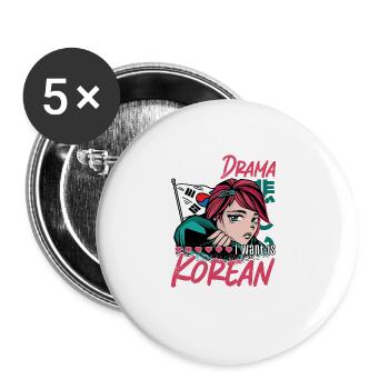 Korean Pop Design for a K-Pop Fashion Fan - Buttons large 2.2''/56 mm (5-pack) - white - Front
