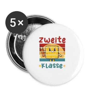 2. Klasse Kawaii Anime Schulbeginn T shirt - Buttons groß 56 mm (5er Pack) - Weiß - Vorne