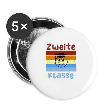 2. Klasse Smile Schulbeginn T shirt - Buttons groß 56 mm (5er Pack) - Weiß - Vorne
