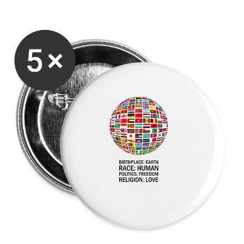 belle paix tous les drapeaux « contre le racisme » - Lot de 5 grands badges (56 mm) - blanc - Devant