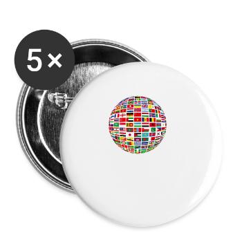 belle paix tous les drapeaux « contre le racisme » - Lot de 5 grands badges (56 mm) - blanc - Devant