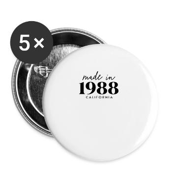 Made 1988 in Birthday in California - Buttons large 2.2''/56 mm (5-pack) - white - Front