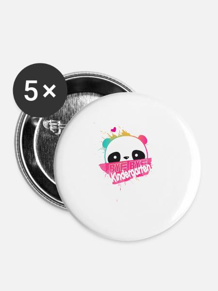Endlich Schulkind, Einschulung - Buttons groß 56 mm (5er Pack) - Weiß