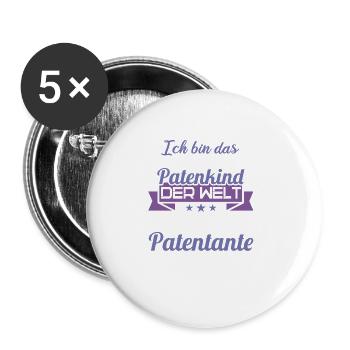 Patenonkel Patententante beste Patenkind der Welt - Buttons groß 56 mm (5er Pack) - Weiß - Vorne