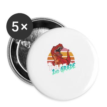 I am 2nd Grade, Second Grader - T-REX - Buttons groß 56 mm (5er Pack) - Weiß - Vorne