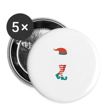 Weihnachts Elf Partnerlook Design Xmas Elfen - Buttons groß 56 mm (5er Pack) - Weiß - Vorne