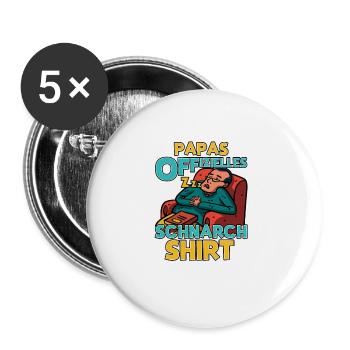 Papas Schlafshirt Nachthemd Pyjama Schalfanzug - Buttons groß 56 mm (5er Pack) - Weiß - Vorne