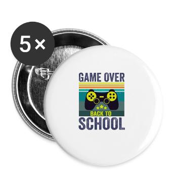 Zocker Game Over Back To School Gamer - Buttons groß 56 mm (5er Pack) - Weiß - Vorne