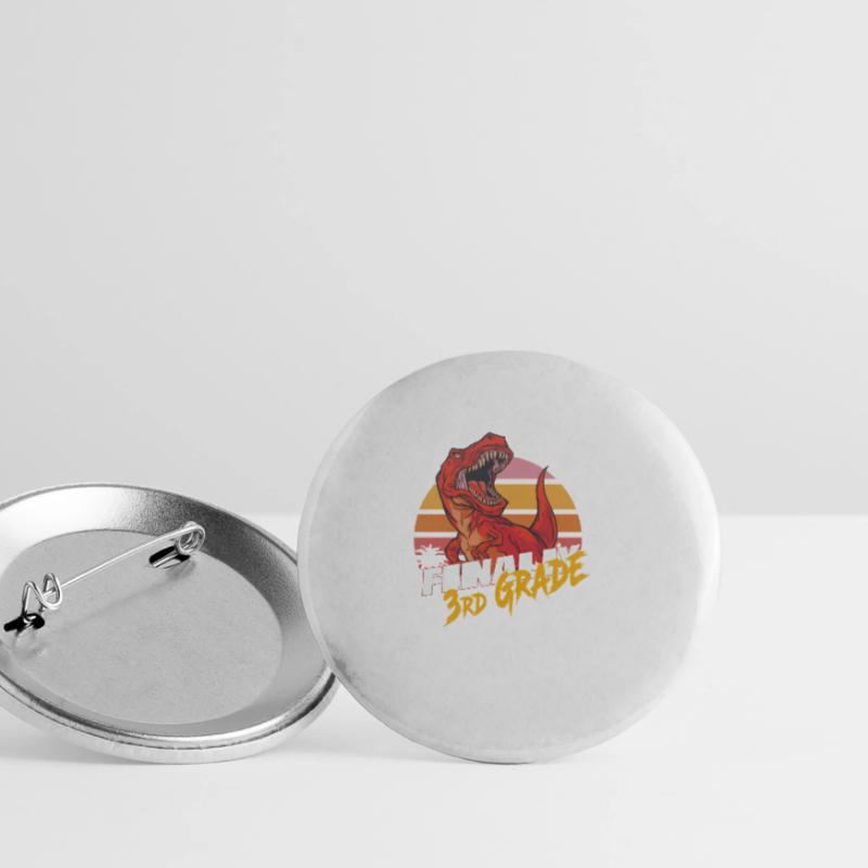 Finally 3rd Grade, Second Grader - T-REX Buttons large 2.2''/56 mm (5-pack)