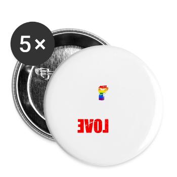 LGBT Rainbow Gay Pride Homo Lesbian Gay - Buttons large 2.2''/56 mm (5-pack) - white - Front