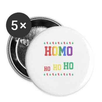 LGBT Rainbow Gay Pride Homo Lesbian Gay - Buttons large 2.2''/56 mm (5-pack) - white - Front