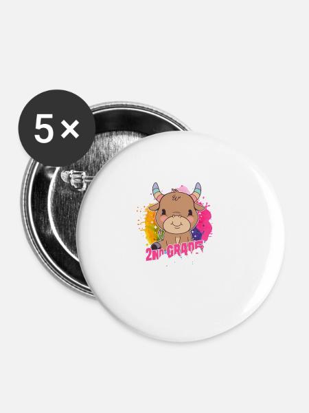 2nd Grade Squad, Second Grader - Buttons groß 56 mm (5er Pack) - Weiß