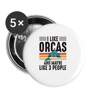Orque Mer Nature Drôle Animaux Marins Eau Océan - Lot de 5 grands badges (56 mm) - blanc - Devant