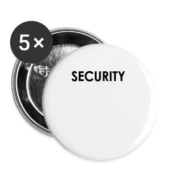 Secuirty Türsteher Arbeiter Sicherheit Schützen - Buttons groß 56 mm (5er Pack) - Weiß - Vorne