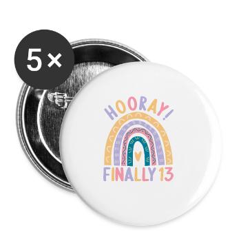 13 years old Rainbow Rainbow 13th birthday - Buttons large 2.2''/56 mm (5-pack) - white - Front