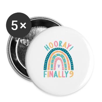 9 years old Rainbow Rainbow 9th birthday - Buttons large 2.2''/56 mm (5-pack) - white - Front