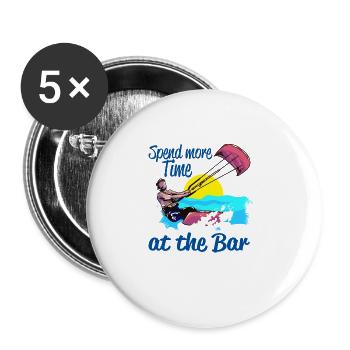 Kitesurfer passer plus de temps au Bar Kitesurf - Lot de 5 grands badges (56 mm) - blanc - Devant