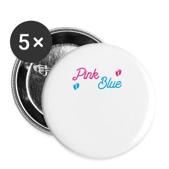 Pink Or Blue Grandma Loves You Pregnancy Gender Re - Buttons groß 56 mm (5er Pack) - Weiß - Vorne