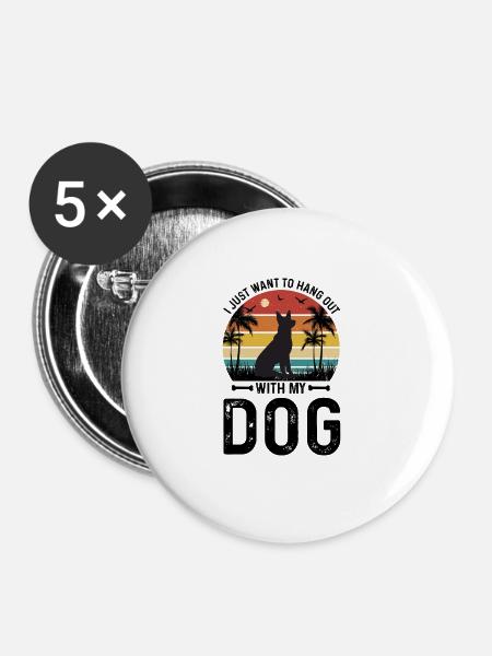 Hundehaare Hunderasse Hundebesitzer Geschenk - Buttons groß 56 mm (5er Pack) - Weiß