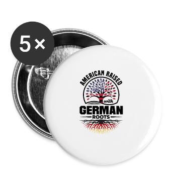 American Raised With German Roots German Germany - Buttons groß 56 mm (5er Pack) - Weiß - Vorne