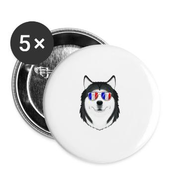 Husky France Sunglasses I French Flag - Buttons groß 56 mm (5er Pack) - Weiß - Vorne