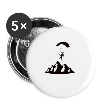 Paragliding Gleitschirmflieger Fallschirm Para - Buttons groß 56 mm (5er Pack) - Weiß - Vorne