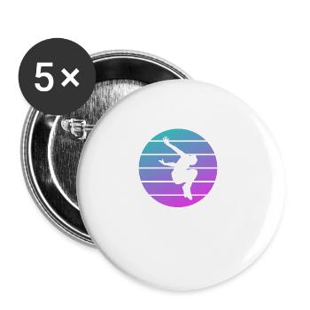 Retro Vintage Classic Parkour Traceur - Buttons groß 56 mm (5er Pack) - Weiß - Vorne